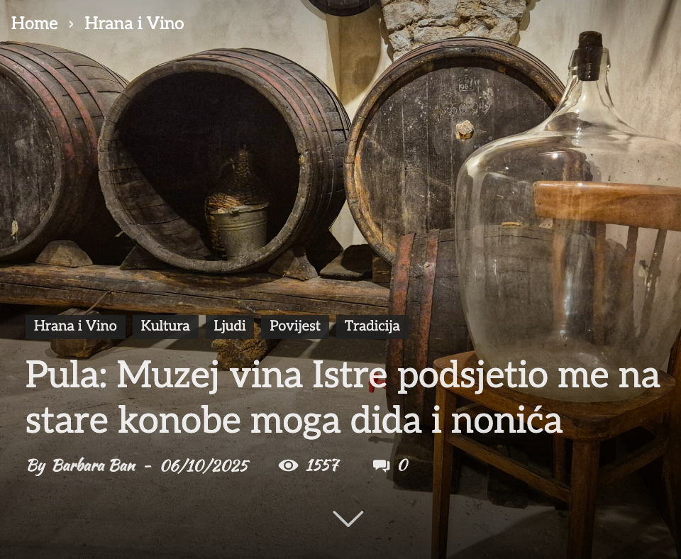 Wine barrels and a large glass jar in a rustic setting with text overlay.